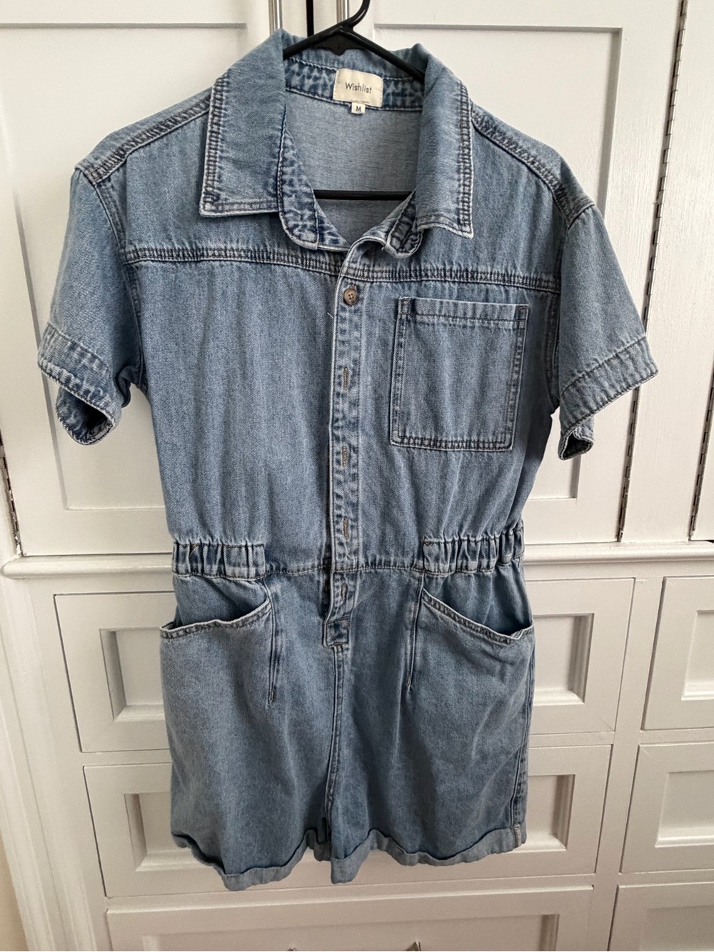 Vici Light Blue Denim Short Sleeve Romper